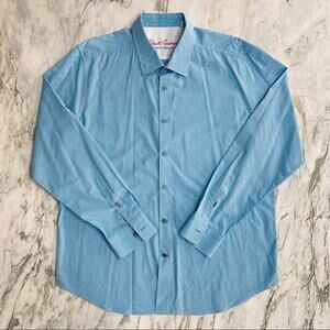 ROBERT GRAHAM Mens Button Down Long Sleeve Collared Dress Shirt Blue Size XL